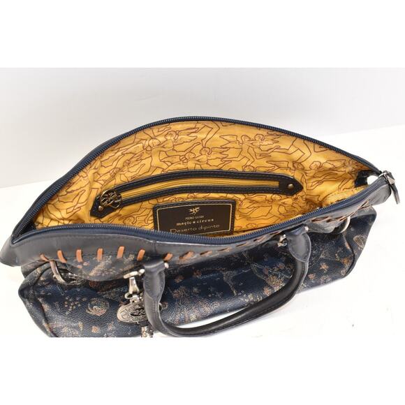 Piero Guidi Magic Circus Deserto Dipinto Handbag Black Leather All Over Print - Picture 3 of 8